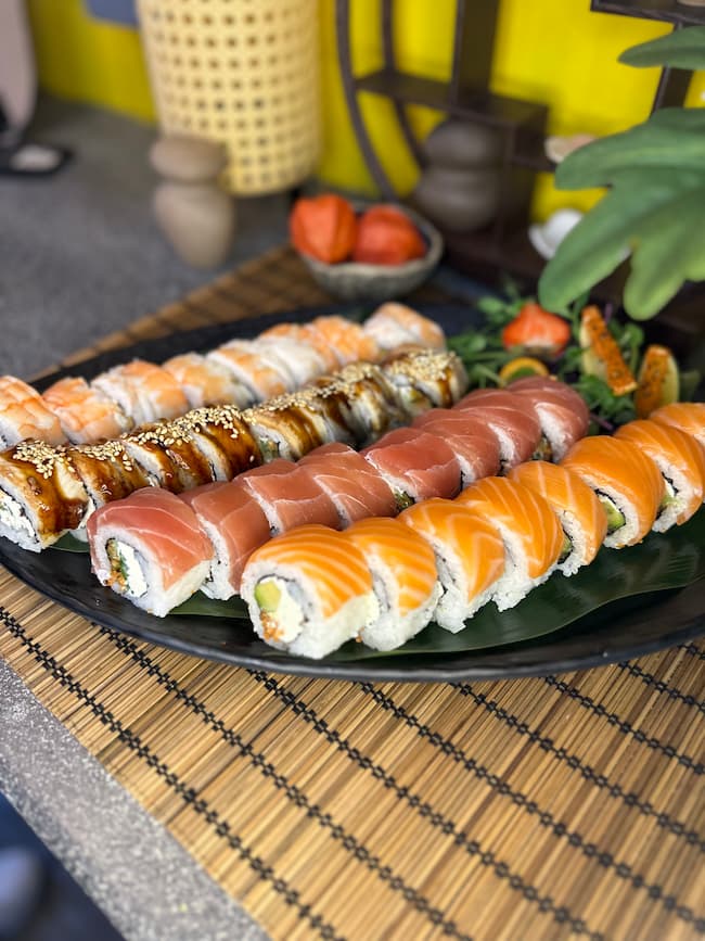 Artisan Sushi Set 2 arranged on a bamboo mat, a must-have for luxury dining and sushi lovers.