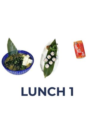 Business Lunch Deal at Minami Sushi Bar assorted Maki, Miso Soup, and a choice of canned drinks including Irn Bru