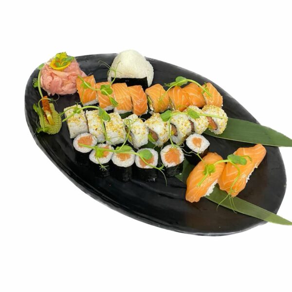 Elegant Sushi Set 3 with vibrant salmon rolls perfect for gourmet sushi catering and luxury dining