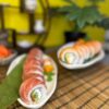 Philadelphia with Tuna sushi, 260g, with lush tuna and cream cheese on a vibrant yellow background, available in Edinburgh