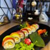 Rainbow Roll with Avocado, Mango, Salmon, Tuna