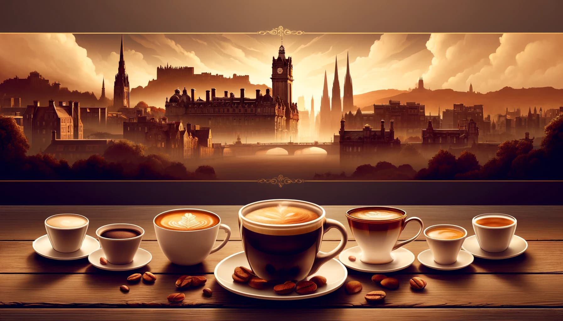 Edinburgh Coffee Collection by Minami, crafted to reflect the essence of the coffee experience set against the iconic backdrop of Edinburgh