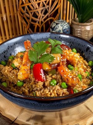 Edinburgh's savory Seafood Fried Rice with mixed seafood