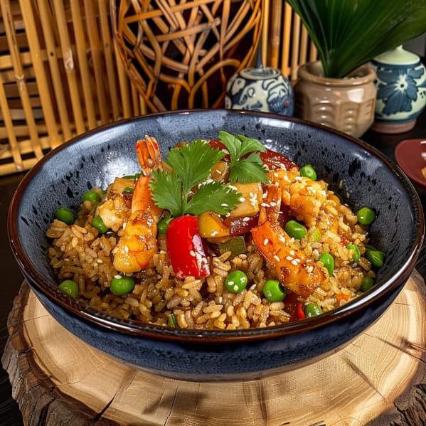 Edinburgh's savory Seafood Fried Rice with mixed seafood