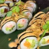 Futomaki Sushi Platter featuring a luxurious array of crab, salmon, and tuna rolls, served fresh in Edinburgh