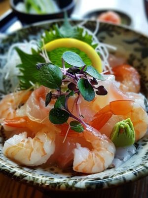 Shrimp Sashimi 120g in Edinburgh sushi restourant minami