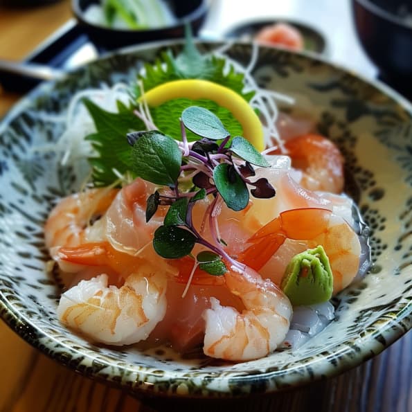 Shrimp Sashimi 120g in Edinburgh sushi restourant minami